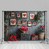 Aperturee - Aperturee Black Wood Wall Love Rose Valentines Day Backdrop